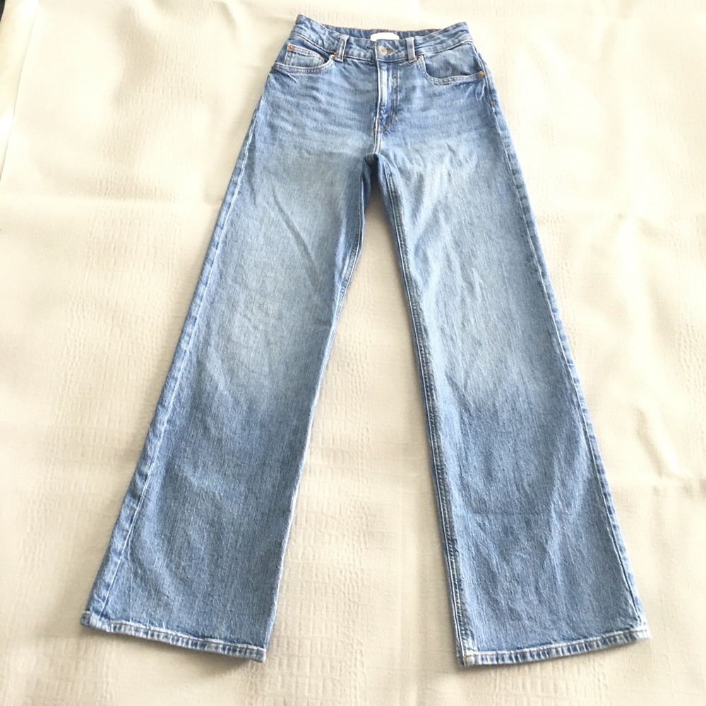 H&M High Rise Wide Leg Jeans Women's Size 4 or 25x29 Denim Light Wash Baggy - Picture 10 of 11